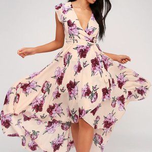 Lulus- French countryside blush floral print highlow dress